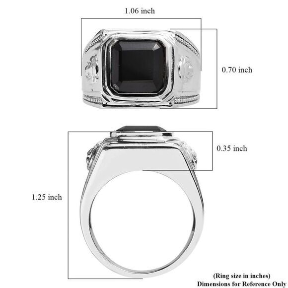 Asscher Cut Thai Black Spinel 7.50 ctw Men's Ring in Stainless Steel size 14 - Picture 7 of 10